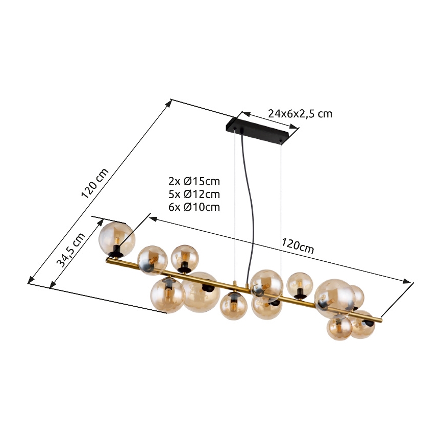Globo - LED ljuskrona på vajer 13xG9/3,5W/230V mässing