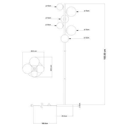 Globo - LED golvlampa 6xG9/3W/230V mässing