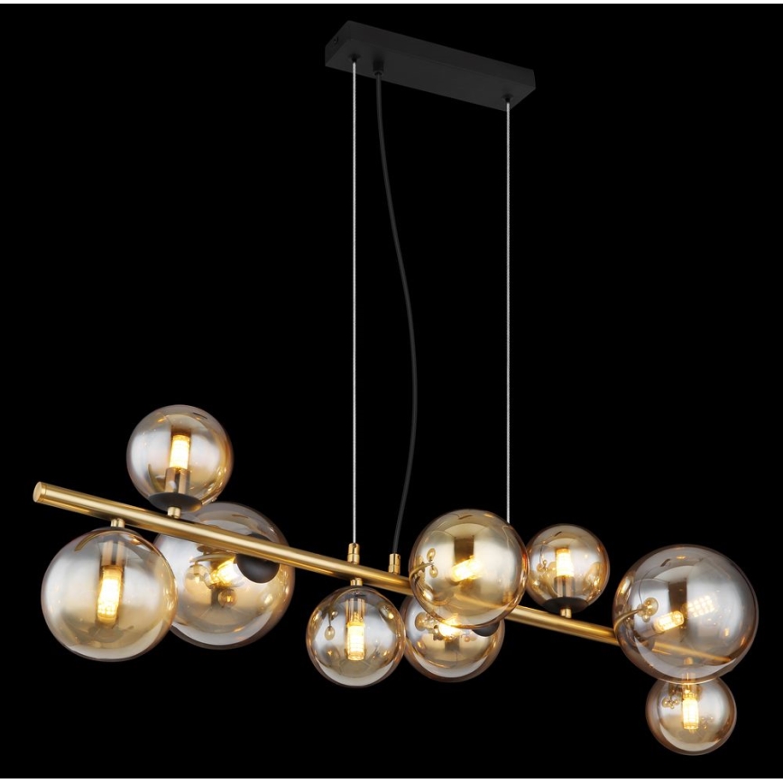 Globo - LED ljuskrona med upphängningsrem 9xG9/3W/230V mässing