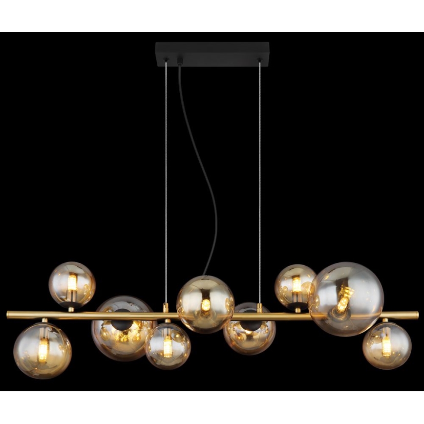 Globo - LED ljuskrona med upphängningsrem 9xG9/3W/230V mässing