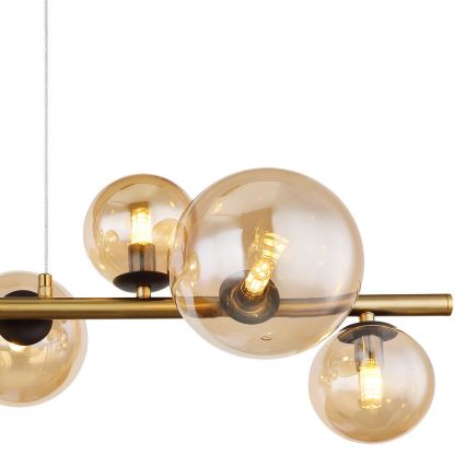 Globo - LED ljuskrona med upphängningsrem 9xG9/3W/230V mässing