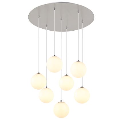 Globo - LED ljuskrona med textilsladd 7xG9/3,5W/230V vit