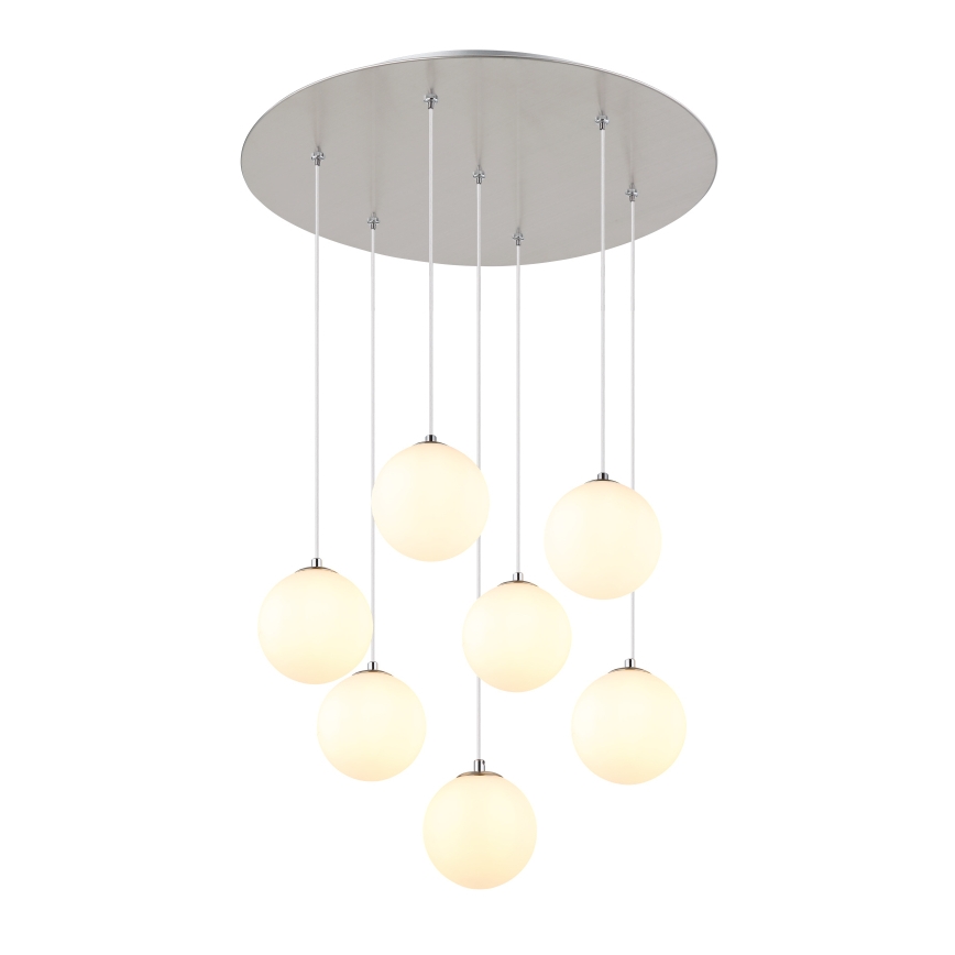 Globo - LED ljuskrona med textilsladd 7xG9/3,5W/230V vit