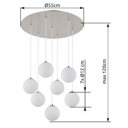 Globo - LED ljuskrona med textilsladd 7xG9/3,5W/230V vit