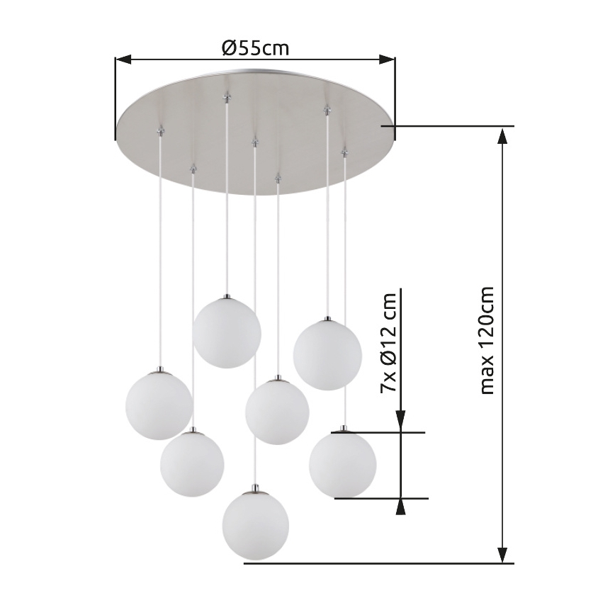 Globo - LED ljuskrona med textilsladd 7xG9/3,5W/230V vit