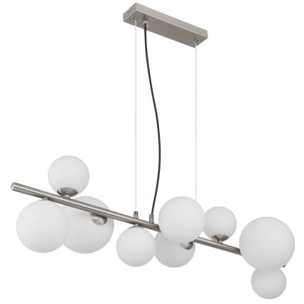 Globo - LED ljuskrona med textilsladd 9xG9/3W/230V matt krom