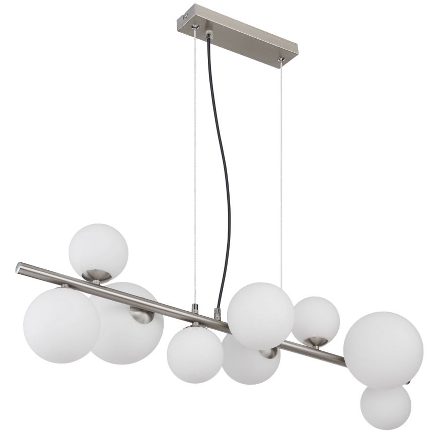 Globo - LED ljuskrona med textilsladd 9xG9/3W/230V matt krom