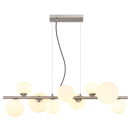 Globo - LED ljuskrona med textilsladd 9xG9/3W/230V matt krom