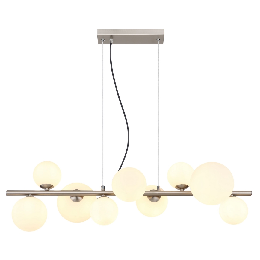 Globo - LED ljuskrona med textilsladd 9xG9/3W/230V matt krom