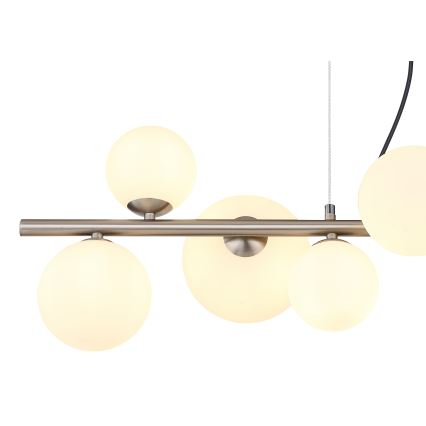 Globo - LED ljuskrona med textilsladd 9xG9/3W/230V matt krom