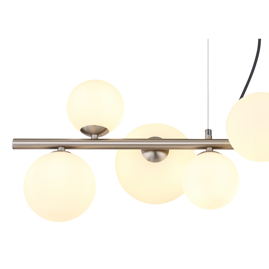 Globo - LED ljuskrona med textilsladd 9xG9/3W/230V matt krom