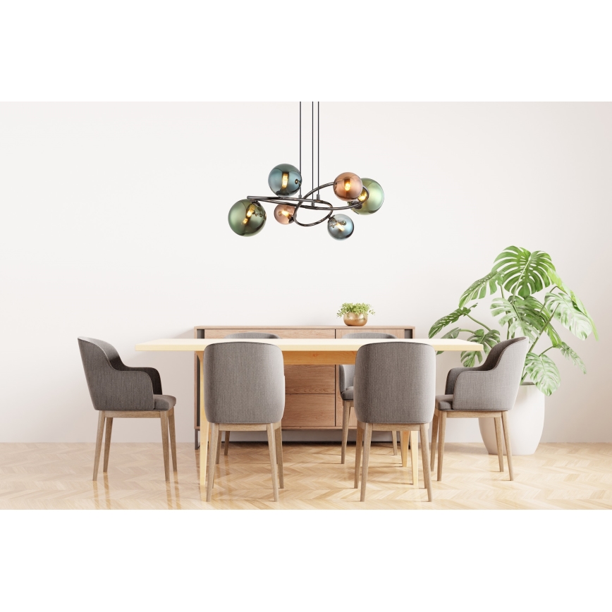 Globo - LED ljuskrona med textilsladd 6xG9/3,5W/230V