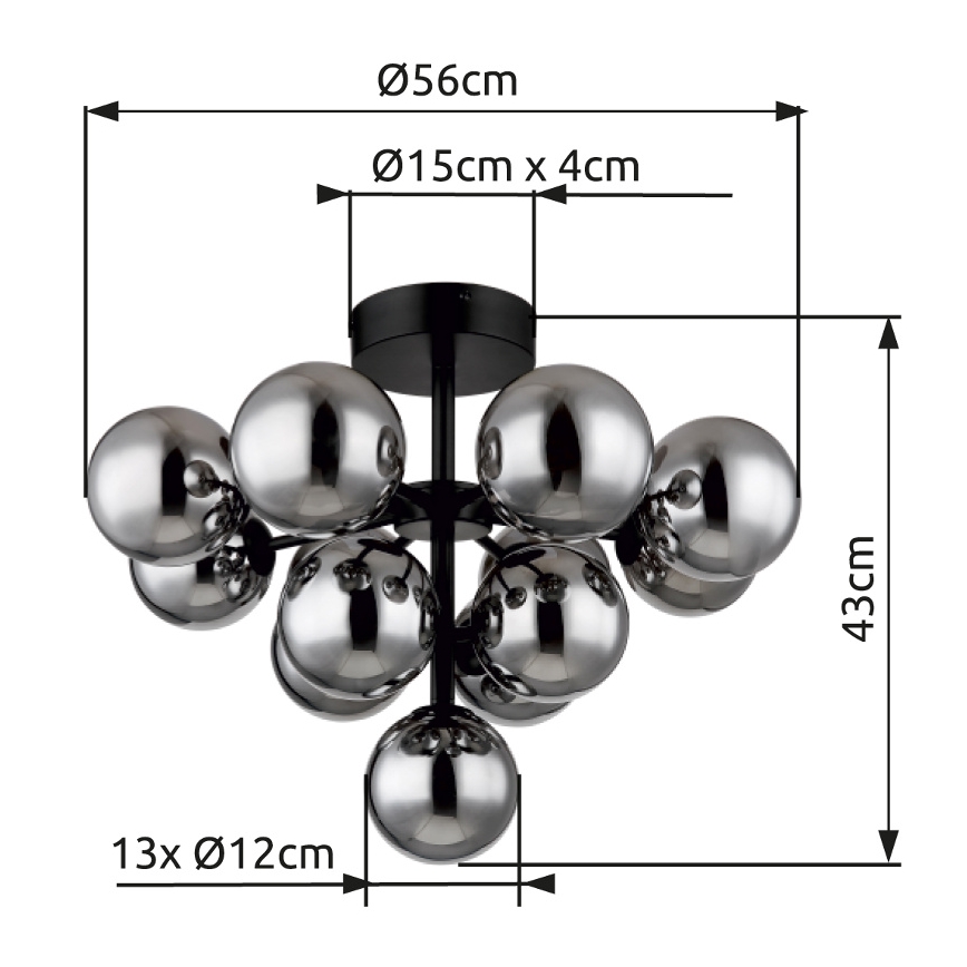 Globo - Ytmonterad ljuskrona 13xG9/5W/230V diameter 56 cm svart