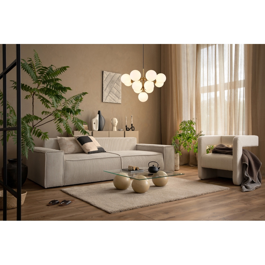 Globo - Ljuskrona med textilsladd 13xG9/5W/230V diameter 56 cm guld