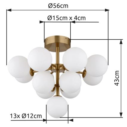 Globo - Ytmonterad ljuskrona 13xG9/5W/230V diameter 56 cm guld