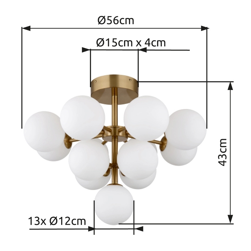 Globo - Ytmonterad ljuskrona 13xG9/5W/230V diameter 56 cm guld