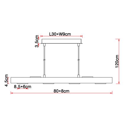 Globo - LED ljuskrona med textilsladd 6xLED/5W/230V