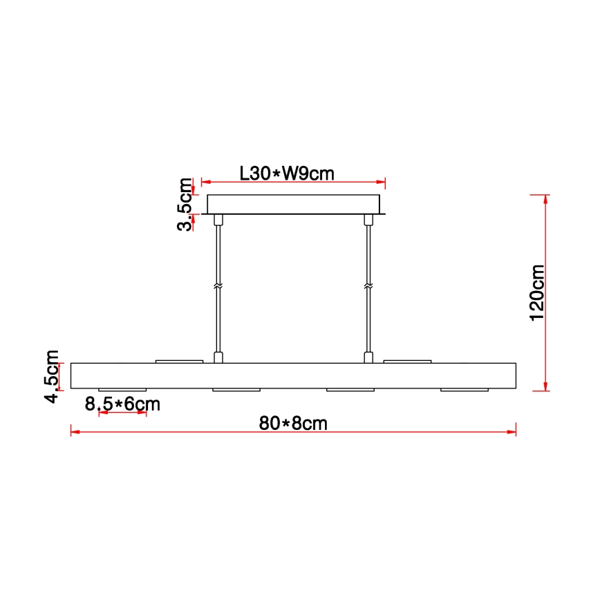 Globo - LED ljuskrona med textilsladd 6xLED/5W/230V
