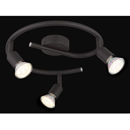 Globo - LED Spotlight 3xGU10/3W/230V svart