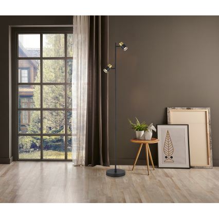 Globo - Golvlampa 2xGU10/5W/230V svart/guld
