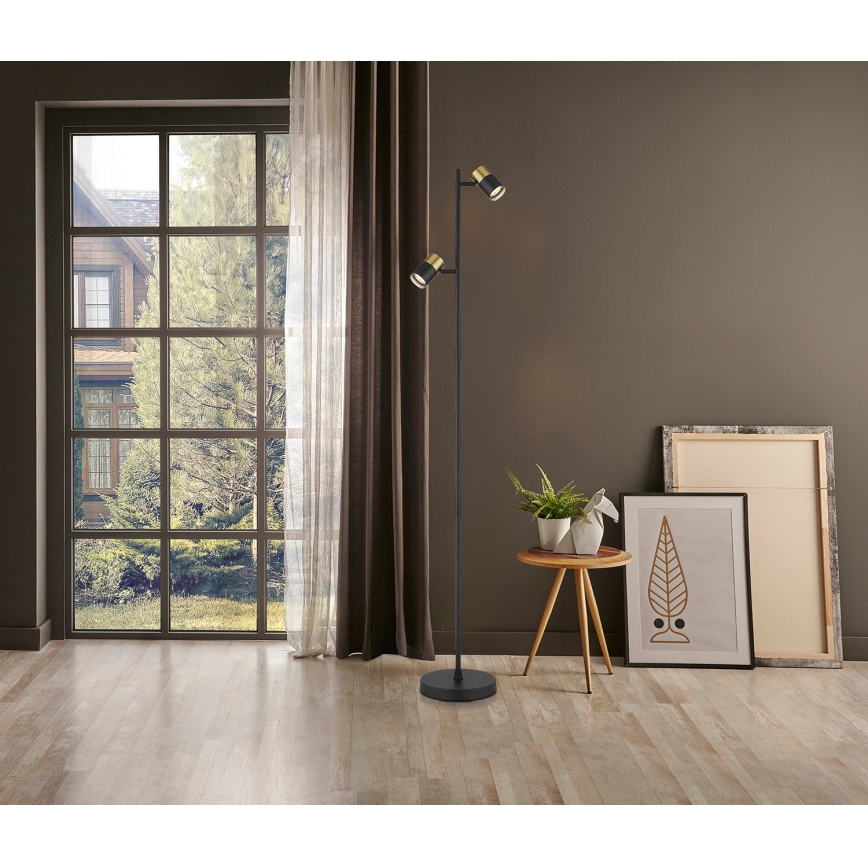 Globo - Golvlampa 2xGU10/5W/230V svart/guld