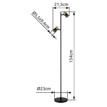 Globo - Golvlampa 2xGU10/5W/230V svart/guld