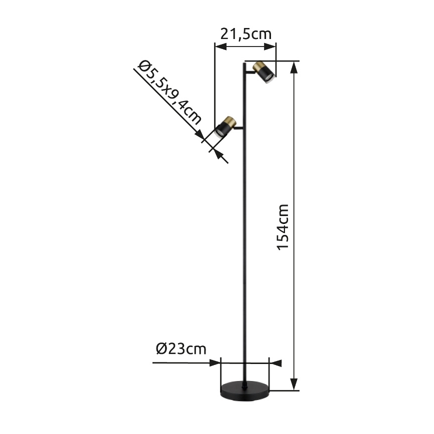 Globo - Golvlampa 2xGU10/5W/230V svart/guld
