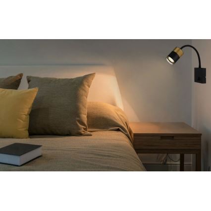 Globo - Väggspotlight 1xGU10/25W/230V svart/guld