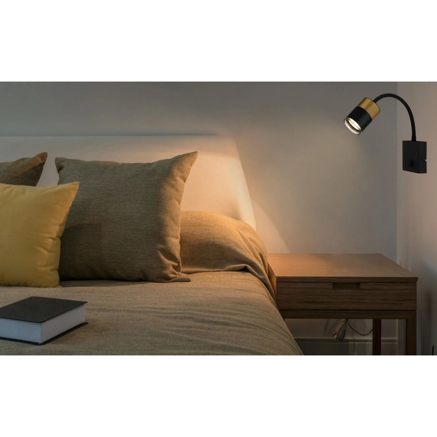 Globo - Väggspotlight 1xGU10/25W/230V svart/guld