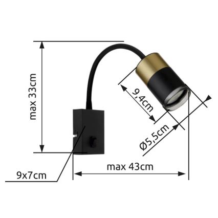 Globo - Väggspotlight 1xGU10/25W/230V svart/guld