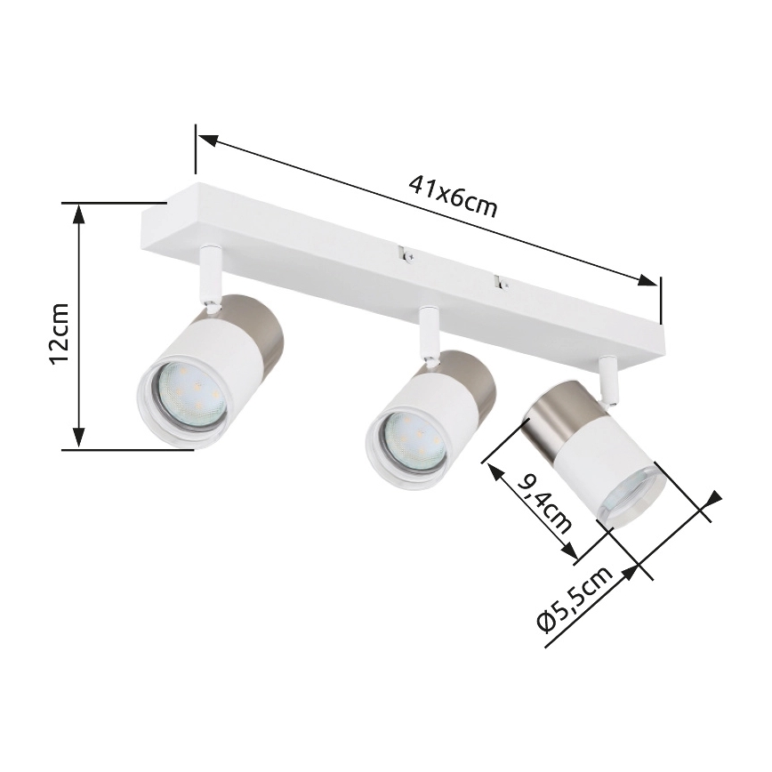 Globo - Spotlight 3xGU10/25W/230V vit/matt krom