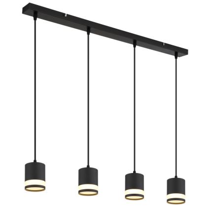 Globo - LED ljuskrona med textilsladd 4xGX53/7W/230V 3000K svart