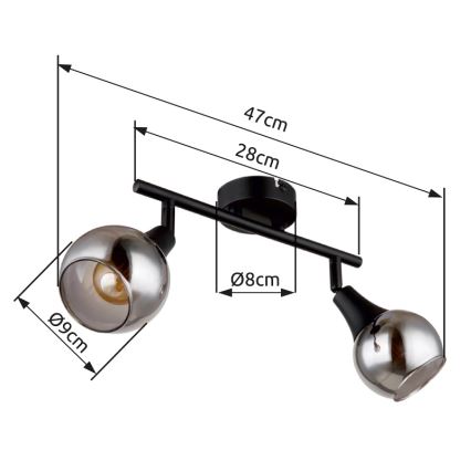 Globo - Spotlight 2xE14/40W/230V svart
