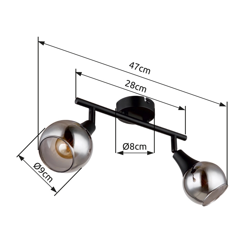 Globo - Spotlight 2xE14/40W/230V svart