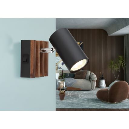 Globo - Väggspotlight 1xGU10/25W/230V svart