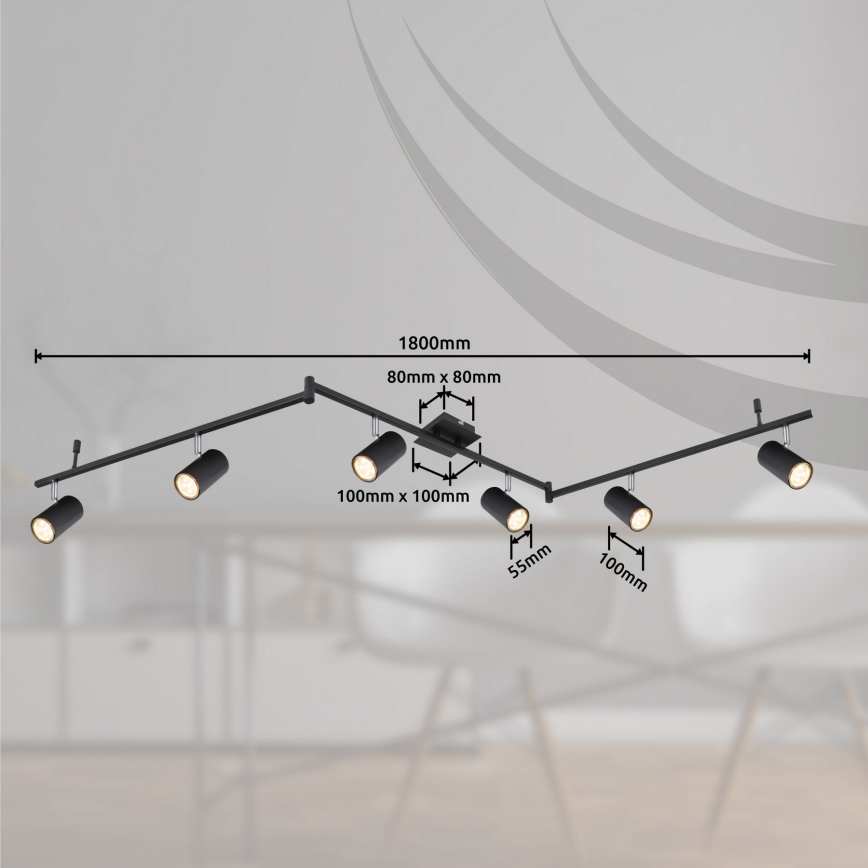 Globo - Spotlight 6xGU10/35W/230V svart