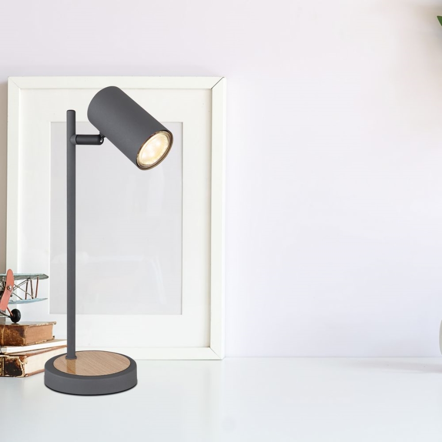 Globo - Bordslampa ROBBY 1xGU10/5W/230V grå/brun