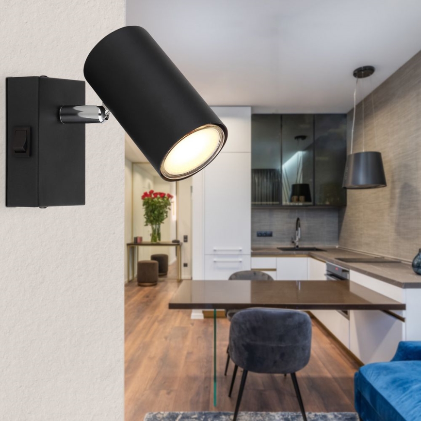 Globo - Väggspotlight 1xGU10/25W/230V svart