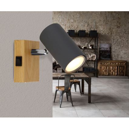 Globo  - Vägg spotlight ROBBY 1xGU10/25W/230V grå/brun