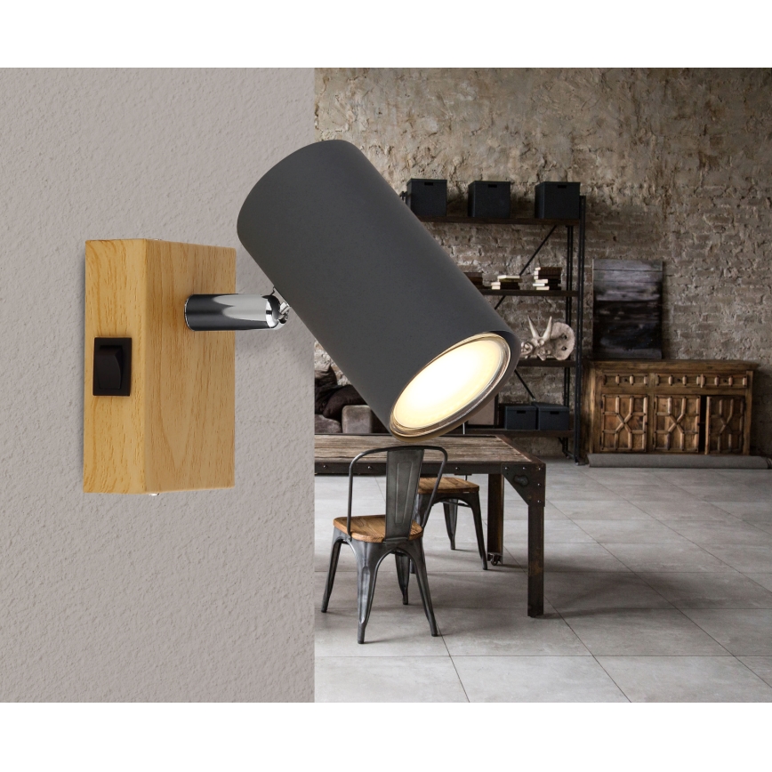 Globo  - Vägg spotlight ROBBY 1xGU10/25W/230V grå/brun