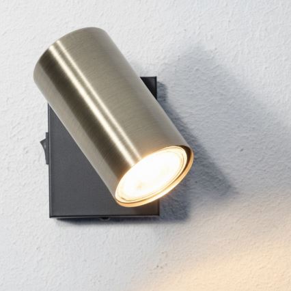 Globo - Väggspotlight 1xGU10/25W/230V svart/mässing