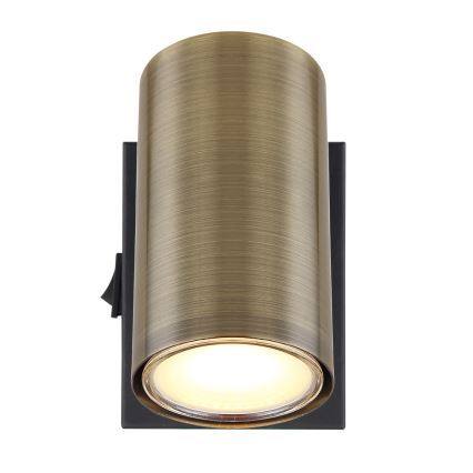 Globo - Väggspotlight 1xGU10/25W/230V svart/mässing