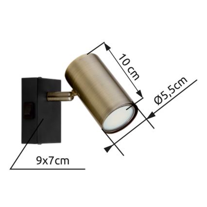 Globo - Väggspotlight 1xGU10/25W/230V svart/mässing
