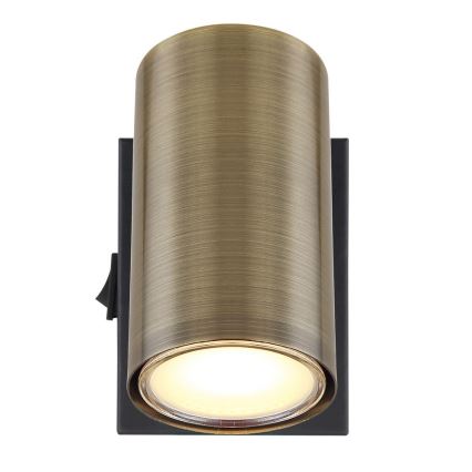 Globo - Väggspotlight 1xGU10/25W/230V svart/mässing