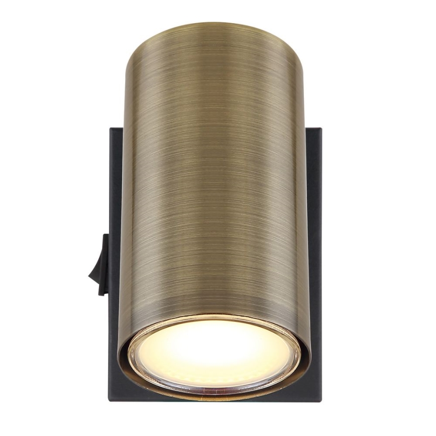 Globo - Väggspotlight 1xGU10/25W/230V svart/mässing
