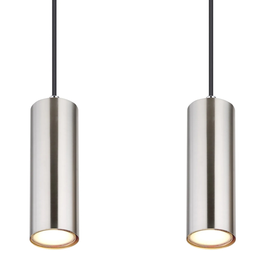 Globo - Ljuskrona med textilsladd 4xGU10/35W/230V matt krom