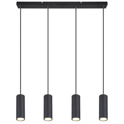 Globo - Ljuskrona med upphängningsrem 4xGU10/35W/230V svart