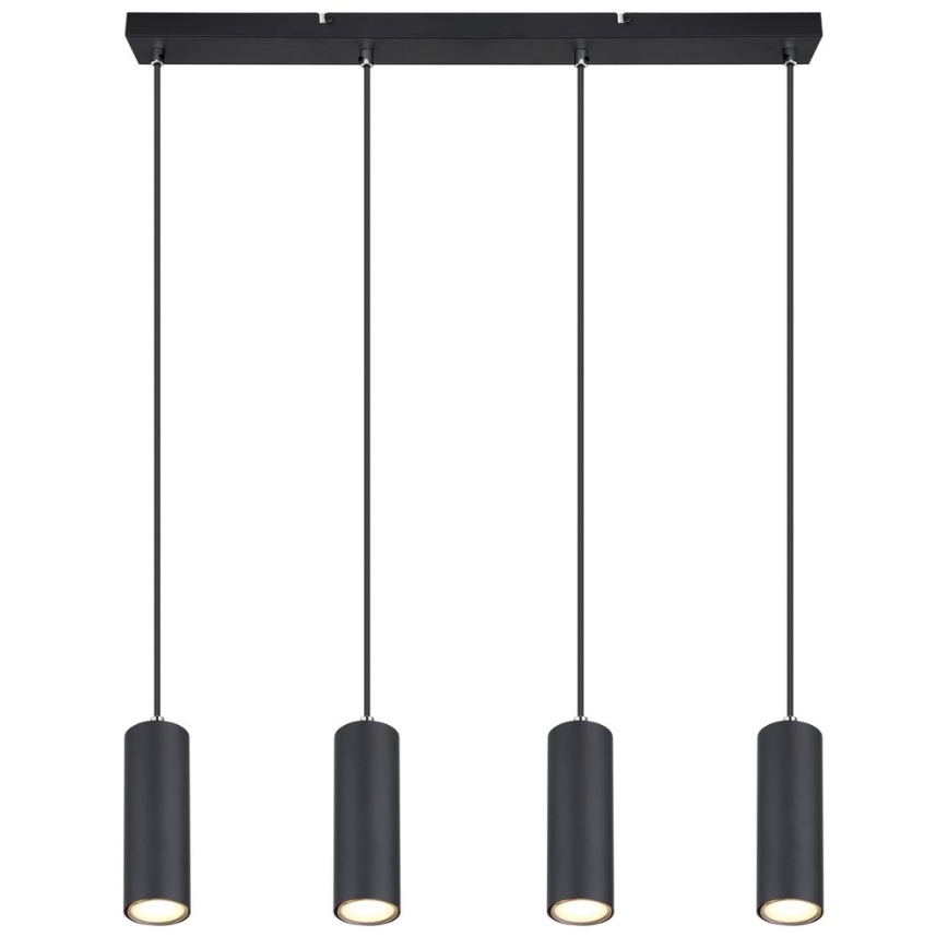 Globo - Ljuskrona med upphängningsrem 4xGU10/35W/230V svart