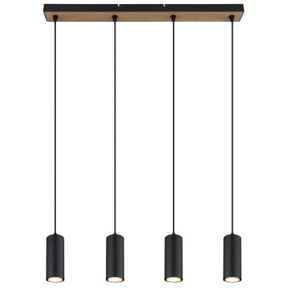 Globo - Ljuskrona med textilsladd 4xGU10/35W/230V svart/brun