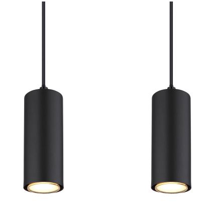 Globo - Ljuskrona med textilsladd 4xGU10/35W/230V svart/brun